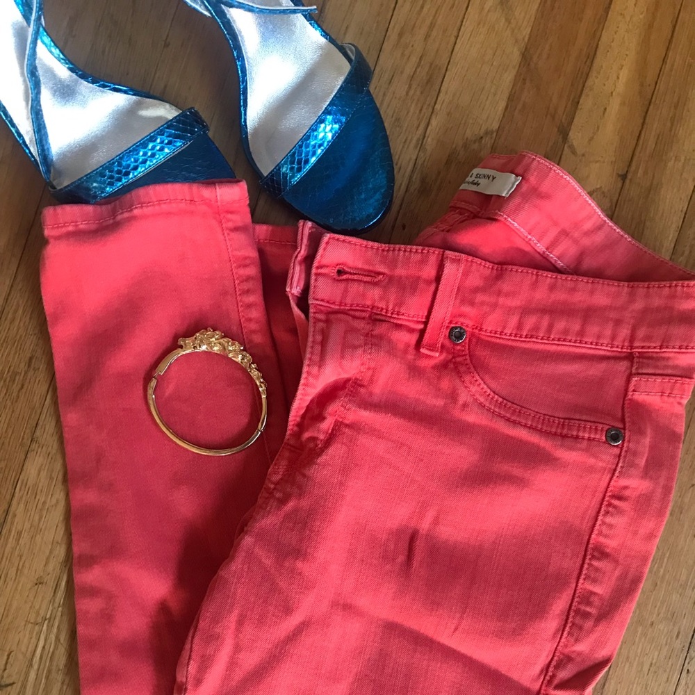 Rich & Skinny jeans. Coral color. Slim ankle pegs